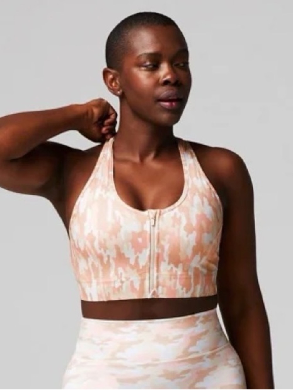 Fabletics Medium Front-Zip Camo Sports Bra